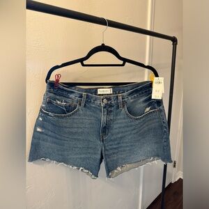 Abercrombie & Fitch Mid Rise Boyfriend Short Blue Jean Shorts